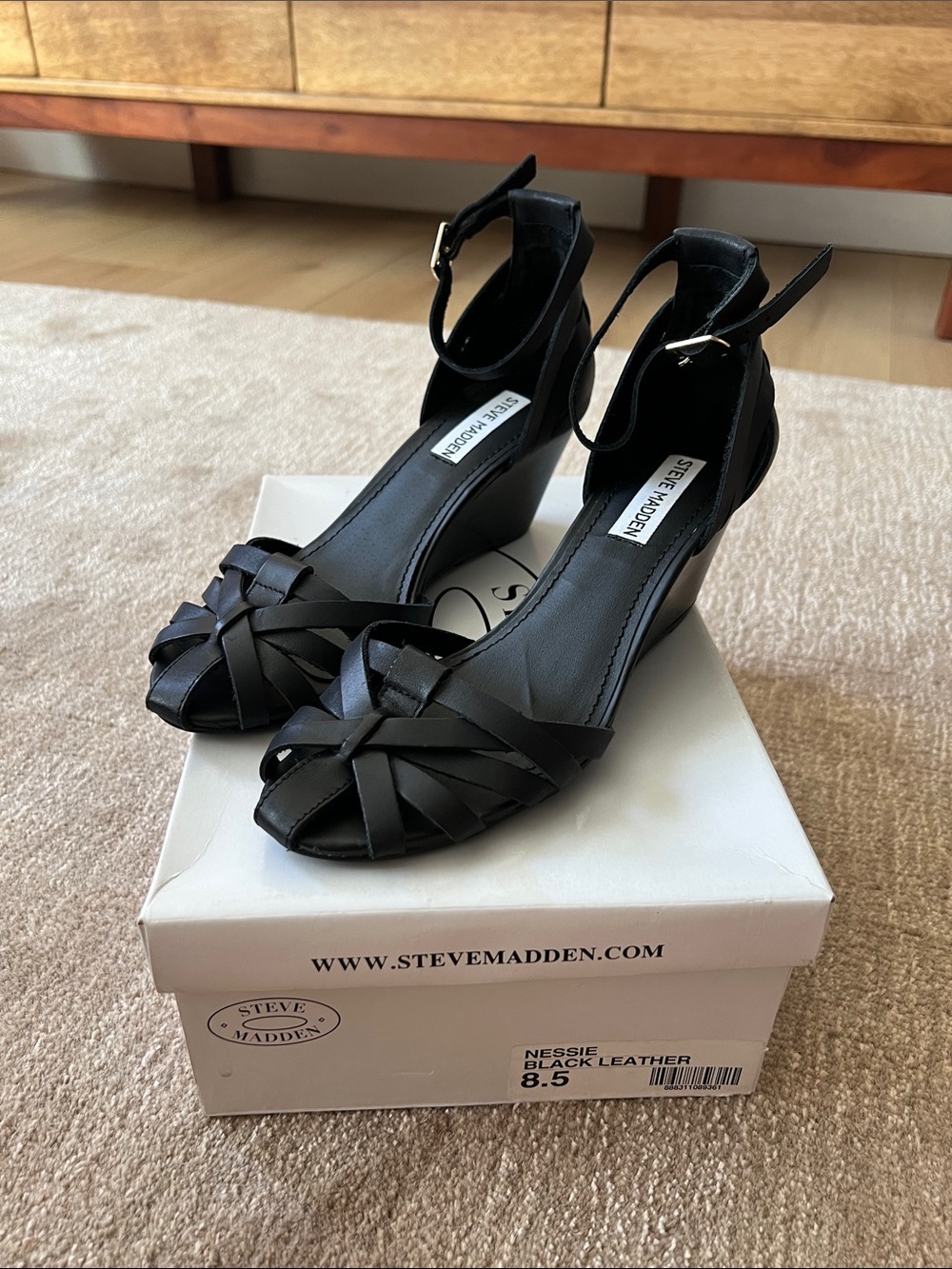 Steve Madden NESSIE Leather Wedge Sandals